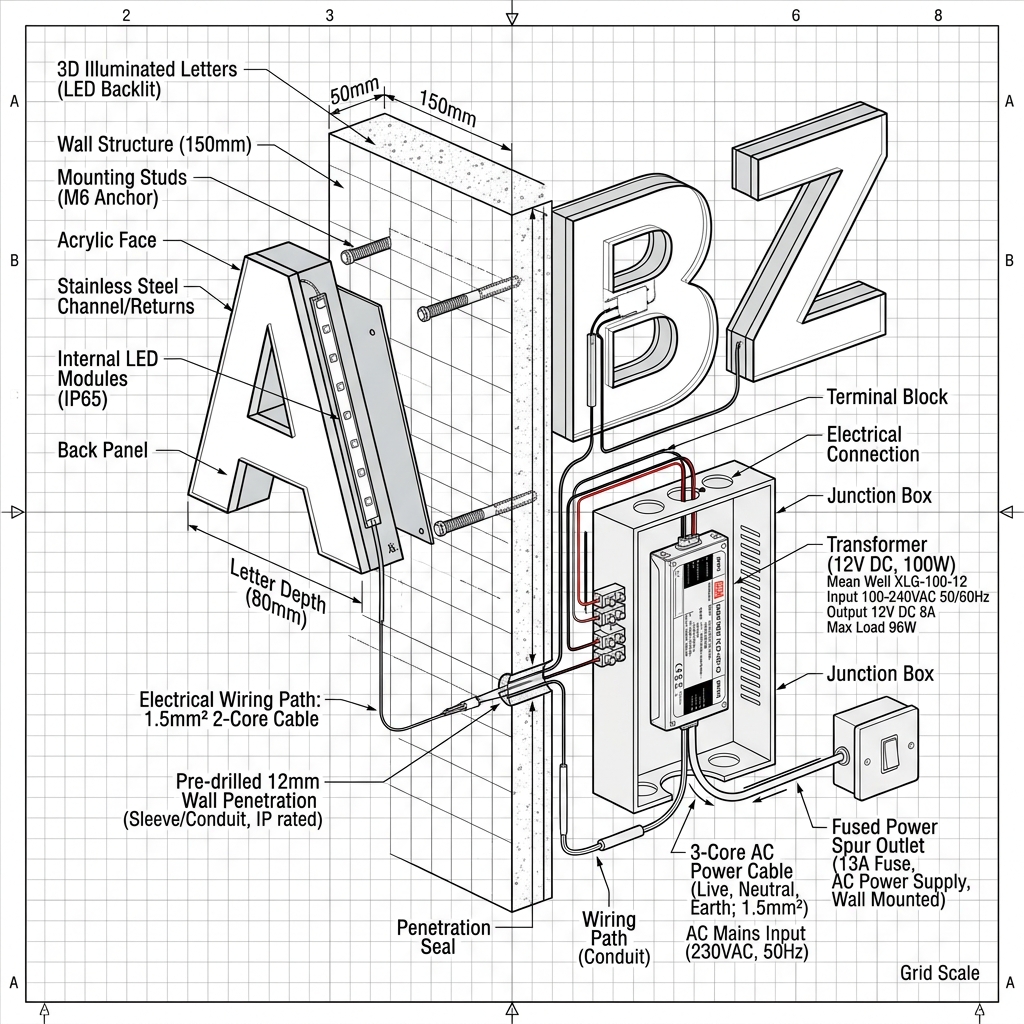 Sign Installation Schematic Diagram